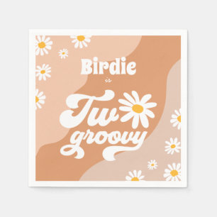Twee Groovy 2de verjaardag Boho Retro Daisy Servet