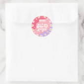 Twee Groovy 2de verjaardag van de Retro Daisy Favo Ronde Sticker (Tas)