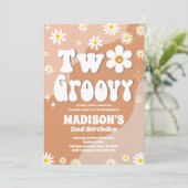 Twee Groovy 2e verjaardag Daisy Groovy Party Kaart (Staand voorkant)