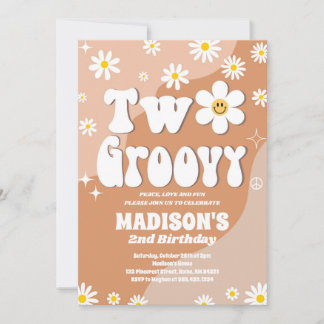Twee Groovy 2e verjaardag Daisy Groovy Party Kaart