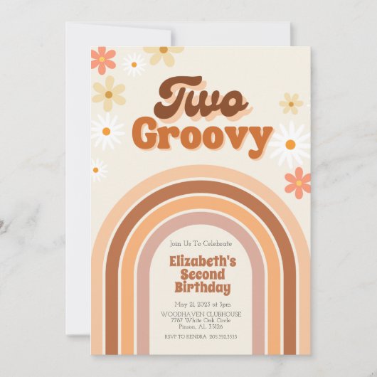 Twee Groovy 2e verjaardag uitnodiging (Voorkant)