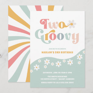Twee Groovy 2e verjaardag uitnodiging