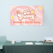Twee Groovy 2e verjaardag van de Retro Daisy Spandoek (Beurs)