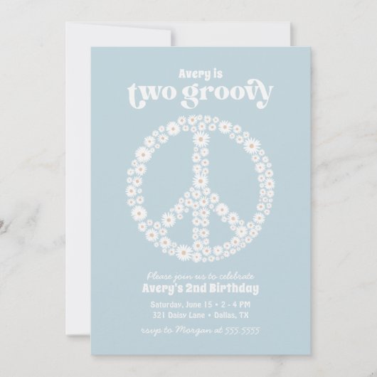 Twee Groovy 70s Madeliefjes Verjaardagsfeestje Kaart (Voorkant)