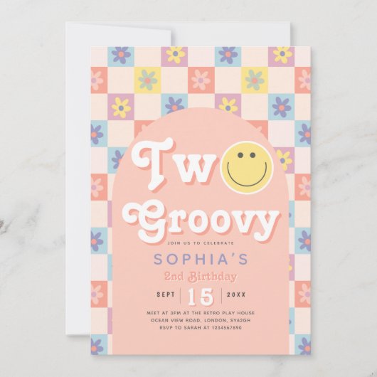 Twee Groovy Boho 2e verjaardag uitnodiging (Voorkant)