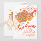 Twee Groovy Boho Floral Groovy 2e verjaardag Kaart (Voorkant / Achterkant)