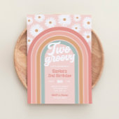 Twee Groovy Boho Retro Daisy 2de verjaardag Kaart