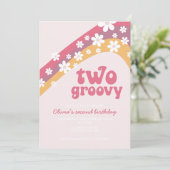 Twee Groovy daisy boho floral 2e verjaardag Kaart (Staand voorkant)