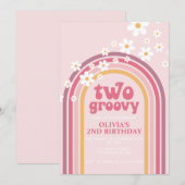 Twee Groovy daisy boho florale regenboog, tweede v Kaart (Voorkant / Achterkant)