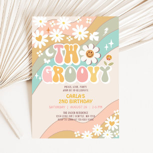 TWEE Groovy Daisy Hippie 70's Retro Verjaardag Kaart