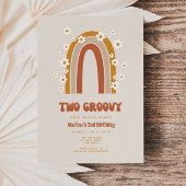 Twee Groovy Daisy Rainbow 2e Birthday Uitnodiging