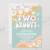 Twee Groovy Daisy Verjaardagsuitnodigingen Kaart (Voorkant)