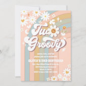 Twee Groovy Daisy Verjaardagsuitnodigingen Kaart (Voorkant)