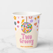 Twee Groovy Disco Ball 2e verjaardagsfeestje Papieren Bekers (Achterkant)