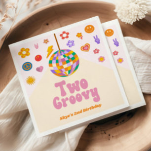 Twee Groovy Disco Ball 2e verjaardagsfeestje Servet