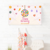 Twee Groovy Disco Ball 2e verjaardagsfeestje Spandoek (Insitu)