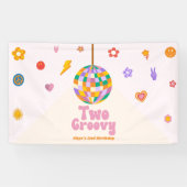 Twee Groovy Disco Ball 2e verjaardagsfeestje Spandoek (Horizontaal)
