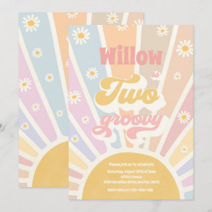 Twee Groovy Hippie 2e verjaardag Sunshine Daisy Kaart