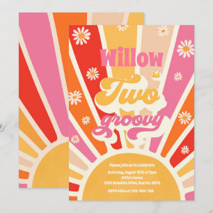 Twee Groovy Hippie 2e verjaardag Sunshine Daisy Kaart