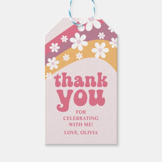 Twee Groovy hippie Daisy Boho Rainbow Favor Cadeaulabel (Voorkant)