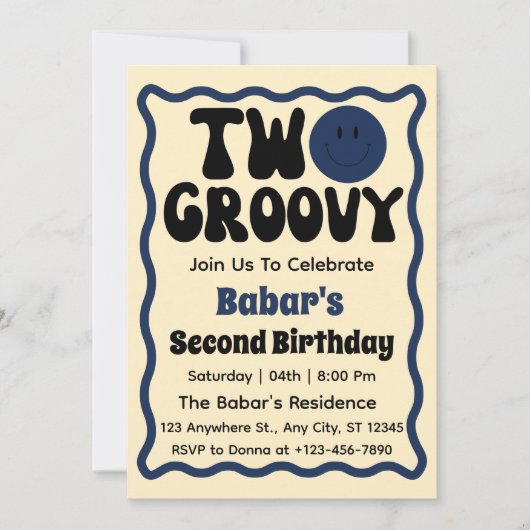 Twee groovy jongen 2e verjaardag Retro golvende cu Kaart (Voorkant)
