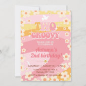 Twee Groovy meisje 2e verjaardag uitnodiging, uitn Kaart (Voorkant)