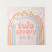 TWEE Groovy Pastel regenboogschieten 2e verjaardag Wandkleed (Voorkant)