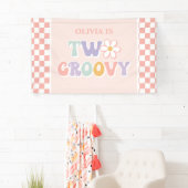Twee Groovy Pink Daisy Checker Spandoek (Insitu)