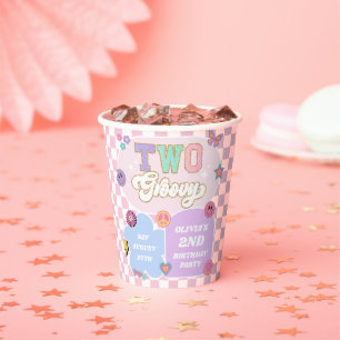 Twee Groovy Preppy Patch 2e verjaardagsfeestje Papieren Bekers