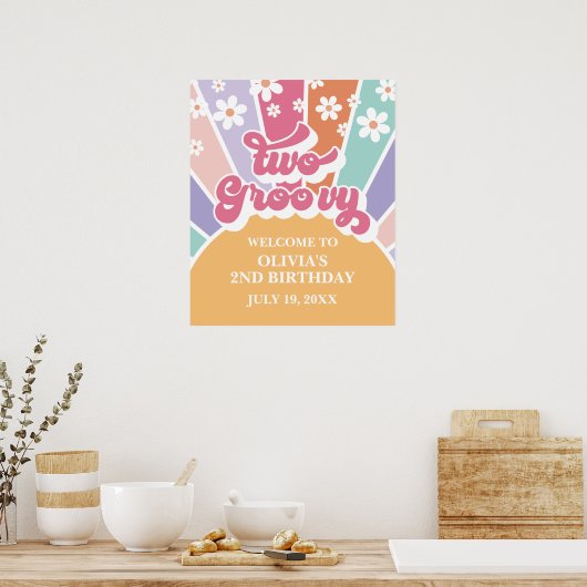 Twee Groovy Rainbow Sunshine-schuimbord Poster (Keuken)