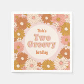 Twee Groovy Retro Bloemen 2e Verjaardag Servet (Voorkant)