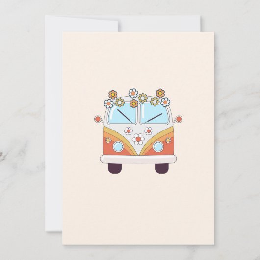 Twee Groovy Retro Bloemen 2e Verjaardagsfeestje In Kaart (Achterkant)