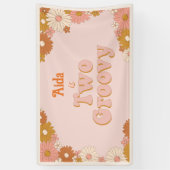 Twee Groovy Retro Bloemstuk Achtergrond Spandoek (Verticaal)