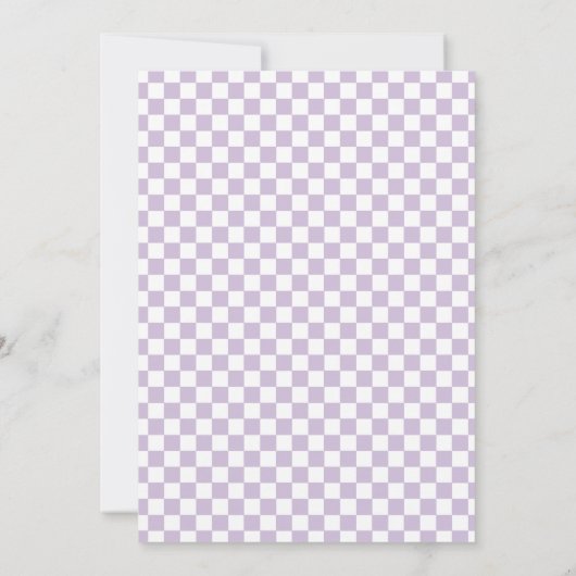 Twee Groovy Retro Check Lila Daisy Kaart (Achterkant)