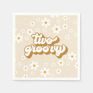 Twee Groovy Retro Daisy 2de verjaardag Napkins Servet