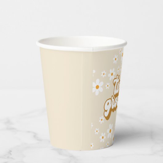 Twee Groovy Retro Daisy 2e verjaardag papieren bek Papieren Bekers (Rechts)