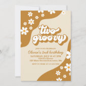 Twee Groovy Retro Daisy 2e verjaardag Uitnodiging (Voorkant)