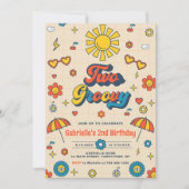 Twee Groovy Retro Daisy 2e verjaardagsfeestje Kaart (Voorkant)