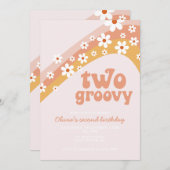 Twee Groovy Retro daisy boho florale tweede verjaa Kaart (Voorkant / Achterkant)