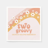 Twee Groovy Retro Daisy Boho Rainbow Napkins Servet (Voorkant)