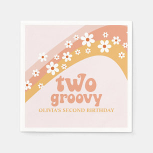 Twee Groovy Retro Daisy Boho Regenboog Servetten