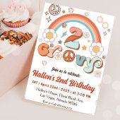 Twee Groovy Retro Daisy Rainbow 2e verjaardag Kaart