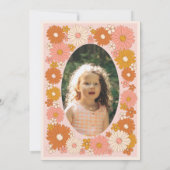 Twee Groovy Retro Floral 2e Verjaardag Uitnodiging (Achterkant)