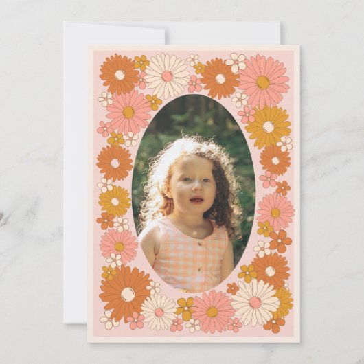 Twee Groovy Retro Floral 2e Verjaardag Uitnodiging (Achterkant)