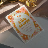 Twee Groovy Retro Floral 2e Verjaardag Uitnodiging