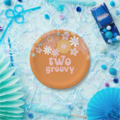 Twee Groovy Retro Floral 2e verjaardagspapier Bord (Feest)