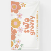 Twee Groovy Retro Floral Birthday Banner (Verticaal)