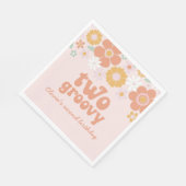 Twee Groovy Retro Floral tweede verjaardag Napkins Servet (Hoek)