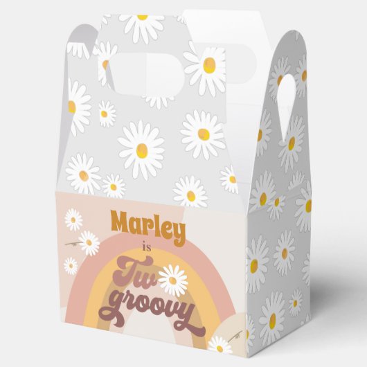 Twee Groovy Retro Hippie Daisy Girl Birthday Favor Bedankdoosjes (Geopend)