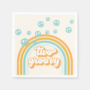 TWEE Groovy Retro Jongen 2de Verjaardag Servet